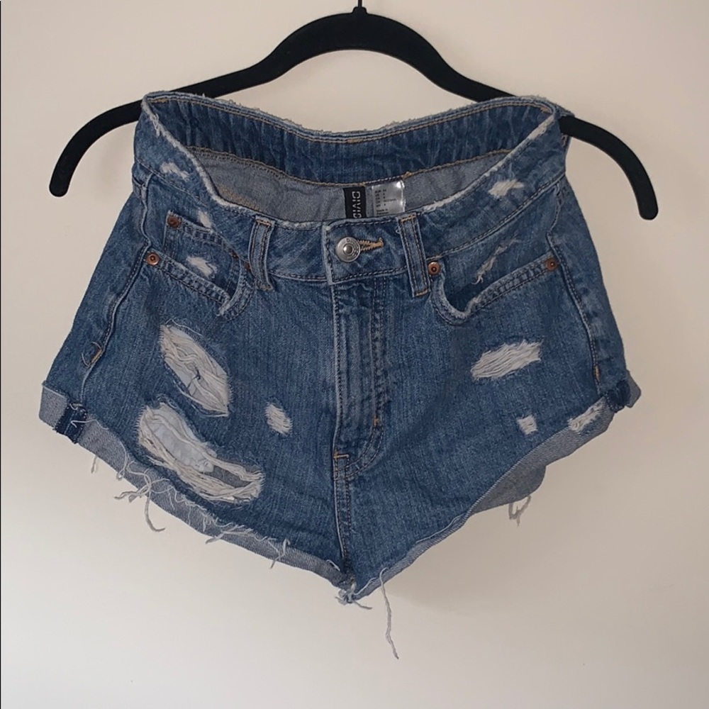 Medium Wash High Waisted Denim Shorts